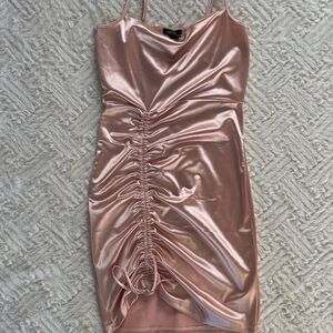 Rue21 Gold Ruched Bodycon Mini Dress